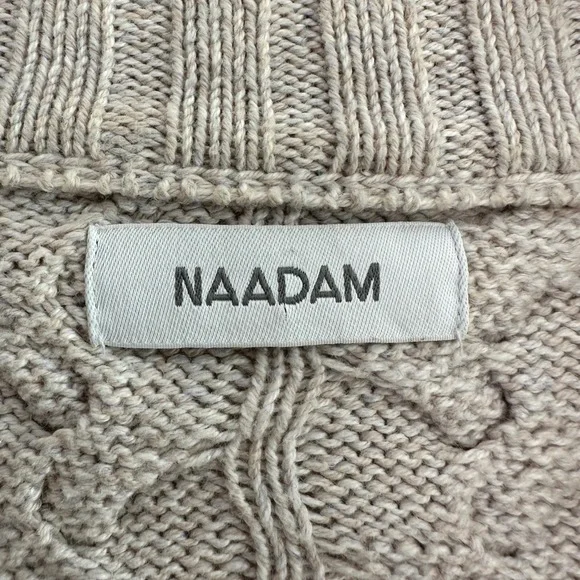 Naadam Cable Knit Cardigan Sweater Women Small Oatmeal Cropped V-Neck Minimalist - Picture 4 of 7